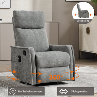 Sunvega Fabric Swivel Rocker Recliner Chair with Massage and Lumbar Heat for Living Room