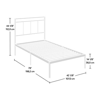 Sunvega Sleek Black Metal Twin Platform Bed with Headboard for Compact Spaces