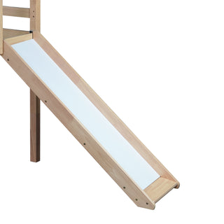Sunvega Grey Twin Low Loft Bed with Slide, Ladder, and Safety Guardrails