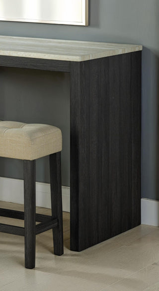 Sunvega Two-Tone Transitional Dining Set with Travertine Table Top and Tufted Seats