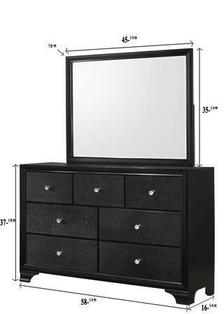 Sunvega Modern Glam Style Black Finish Five Drawer Chest Nightstand with Faux Crystal Pulls