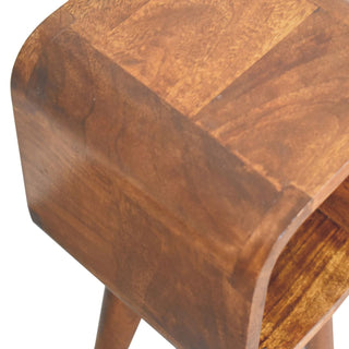 Sunvega Ultra Compact Solid Mango Wood Minimalist Chestnut Bedside Table