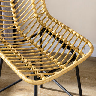 Sunvega Boho Kitchen Island Bar Stools Set of 2 with Breathable Wicker Seat and Back