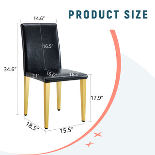 Sunvega Black Leather Chairs with Chrome Legs for Modern Minimalist Home Dining Set
