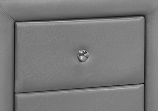 Sunvega Upholstered Grey Leather Look Nightstand with Two Storage Drawers