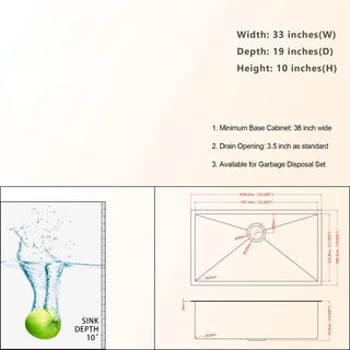 Sunvega 32x19 Inch Undermount Kitchen Sink with Superior Drainage and Soundproofing