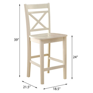 Sunvega Cream Cross Back Counter Height Chairs with Tapered Legs and Footrest