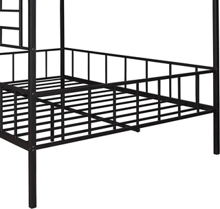 Sunvega Contemporary House Design Black Twin Bunk Bed With Full Metal Construction And Angled Ladder
