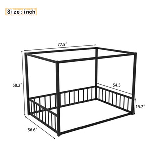 Sunvega Full Size Floor Bed with Multi-Sided Guardrail Protection and Open Low-Profile Design