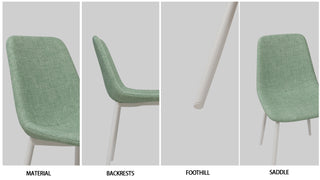 Sunvega Modern Linen Padded Dining Chairs with Sturdy White Metal Legs