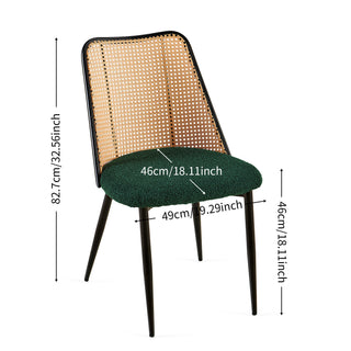 Sunvega Hand-Woven Natural Cane Back Upholstered Rattan Dining Chairs Set of 4