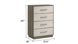 Sunvega Modern Two-Tone Wood Chest with Four Spacious Drawers for Storage
