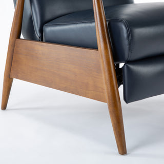 Sunvega Modern Chestnut Brown Wood Arm Push Back Recliner in Caramel