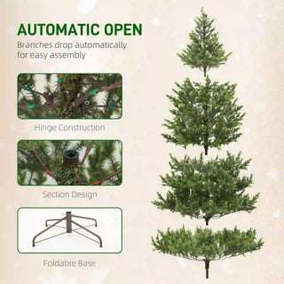 Sunvega Pencil Artificial Xmas Tree with Faux Snow Flocked Full Branch Tips Flame-retardant