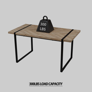Sunvega Modern Industrial Rectangular MDF Light Wood Dining Table for 4-6 People