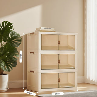 Sunvega Stackable Storage Bins with Front Access Doors for Bedroom Clothes