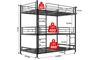 Sunvega Heavy-Duty Triple Frame Bed with Built-In Ladder and Full-Length Railing