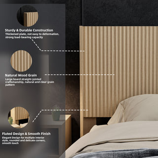 Sunvega Modern Farmhouse Queen Headboard with Realistic Wood Grain and 3D Carving