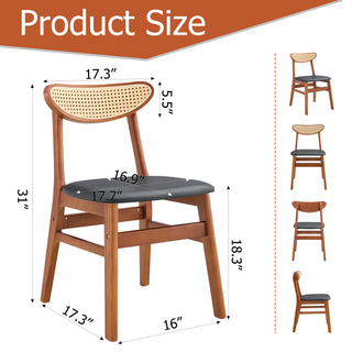 Sunvega Solid Wood Dining Chair with Upholstered Seat and PU Cushion for Restaurant