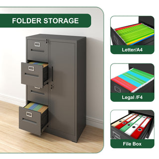Sunvega 5 Drawer Metal Vertical File Cabinet with Lock on Wheels for Home Office