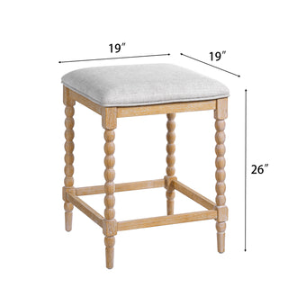 Sunvega 26'' Acacia Wood Counter Stools Set of 2 with Foam-Padded Upholstered Seat