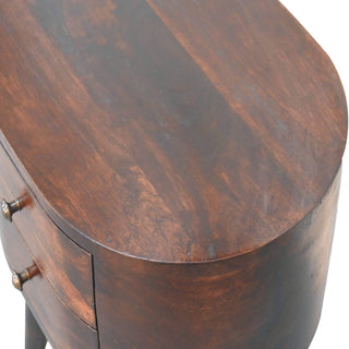 Sunvega Light Walnut Solid Mango Wood Bedside Table with Two Drawers