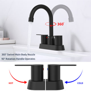 Sunvega Oil Rubbed Bronze Centerset Two Handle Bathroom Sink Faucet