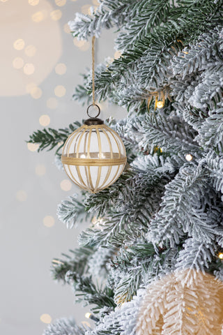 Sunvega Weathered Finish Iron Snowflake Hanging Ball Ornaments for Holiday Decor