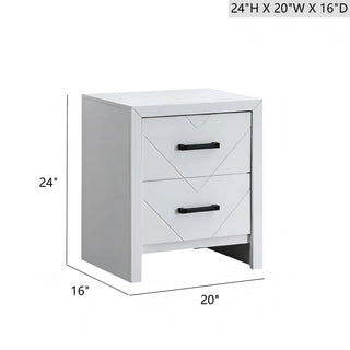 Sunvega Fully Assembled Nightstand with V Shape Embossing and Black Handles