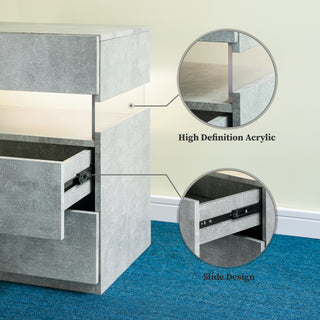 Sunvega LED Nightstand with Acrylic Board and RGB Lights 3 Drawer Bedside Table