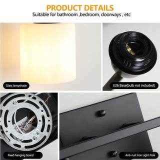Sunvega Gold Vanity Light Fixture with Milky White Glass Shade for Mirror Bathroom