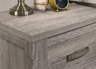 Sunvega Weathered Gray Contemporary Wood Nightstand with Two Spacious Dovetail Drawers