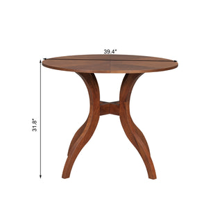 Sunvega Premium Oak Round Dining Table with Pedestal Base for 2-4 Seaters