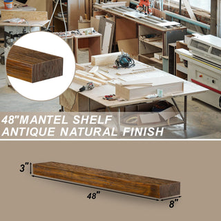 Sunvega Handcrafted Pine Wood Fireplace Mantel Shelf with Distinctive Wood Grain