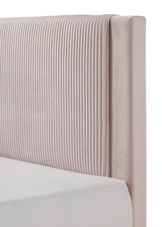Sunvega Pink Ribbed Upholstered Headboard with Low-Profile Frame for Youth Bedroom