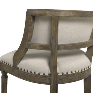 Sunvega Farmhouse Counter Height Bar Stool with Backrest in Light Beige Linen