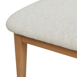 Sunvega Natural Light Brown Wood Dining Chairs with White Pepper Polyester Upholstery Set of 2