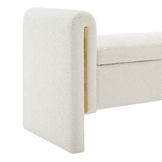 Sunvega Modern Teddy Upholstered Storage Bench with Arms for Living Room Bedroom