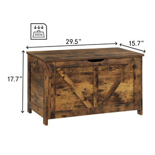 Sunvega Extra Long Rustic Brown Storage Chest with U Shaped Pull for Entryway