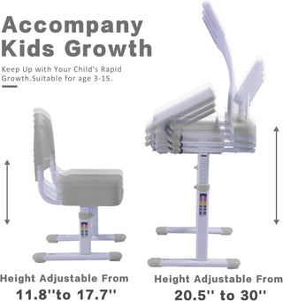 Sunvega Kids Adjustable Height Art Desk Set with LED Light and Bookstand