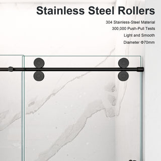 Sunvega Frameless Single Sliding Shower Door with 8mm Tempered Glass and Chrome Finish