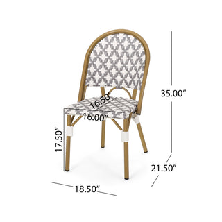 Sunvega Aluminum Frame and PE Rattan French Bistro Chairs, Set of 2 with Woven Finish