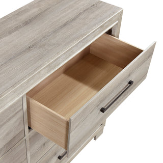 Sunvega Modern Gray Finish Two-Drawer Nightstand with Antique Brass Pulls