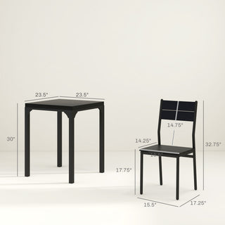 Sunvega 3-Piece Dining Table Set for Two with Space Saving Stools and Steel Legs
