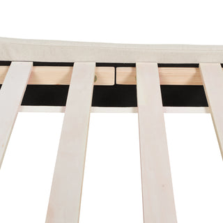 Sunvega Handmade Vertical Tufted Headboard Platform Bed Set in Light Beige Linen