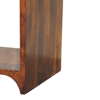 Sunvega Handcrafted Solid Mango Wood Nightstand with Drawer and Open Shelf