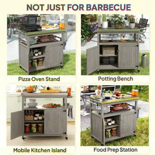 Sunvega Heavy Duty Outdoor Grill Cart with Stainless Steel Top and Spacious Storage