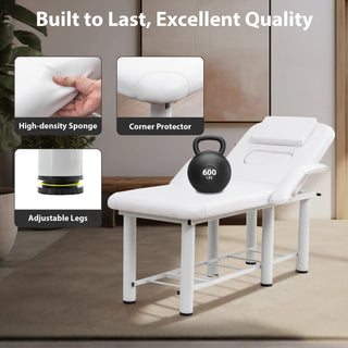 Sunvega Professional Black PU Leather Beauty Bed with Removable Headrest and Breast Cushions