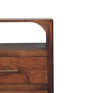 Sunvega Solid Mango Wood 3 Drawer Chest with Roasted Almond Finish