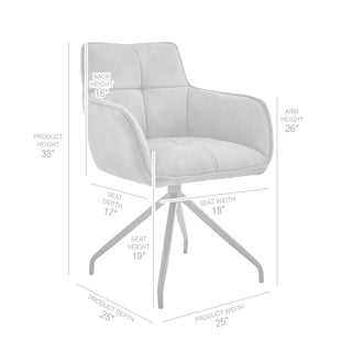 Sunvega Modern Charcoal Velvet Dining Accent Chair with Black Metal Legs